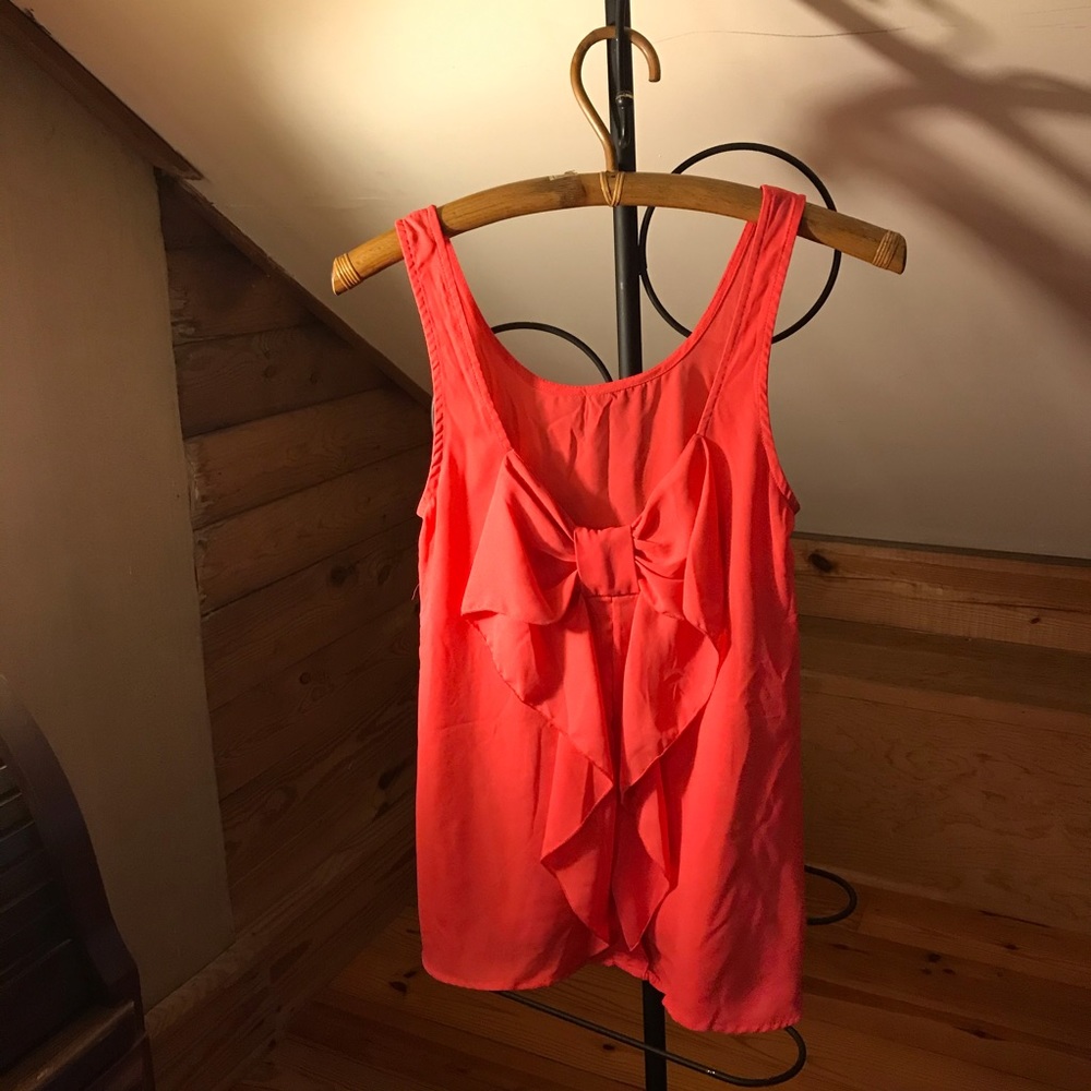 Everly Pink Coral Bow Tank Top, EUC, S